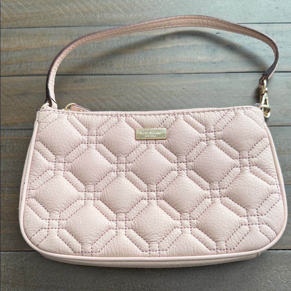 kate spade Blush Quilted Leather Wristlet with Gold Hardware